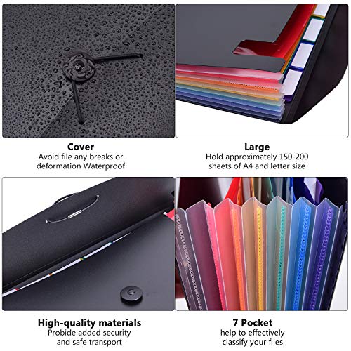 7-Pocket Expanding File 3Pcs, Plastic Expandable File Folder - Black&Blue&Red #TOP3