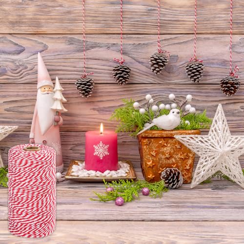 Hilo de Atadura para Panadero TACHIO 2mm Hilo de algodón 100M Hilo de artesanía Hilo Decorativo Hilo de Panadero artesanías de Bricolaje jardinería Rojo y Blanco - imagen 2