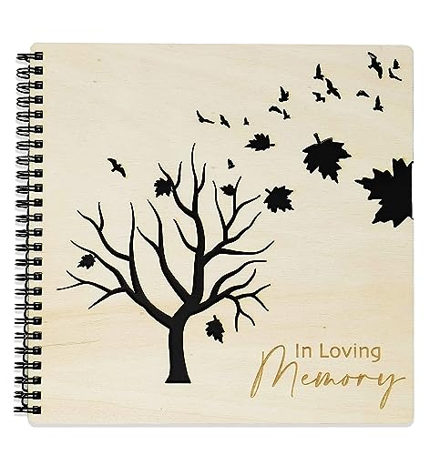 Memory Book for Funeral - Cover Made from Wood Thick Paper Pages (Memory Book)