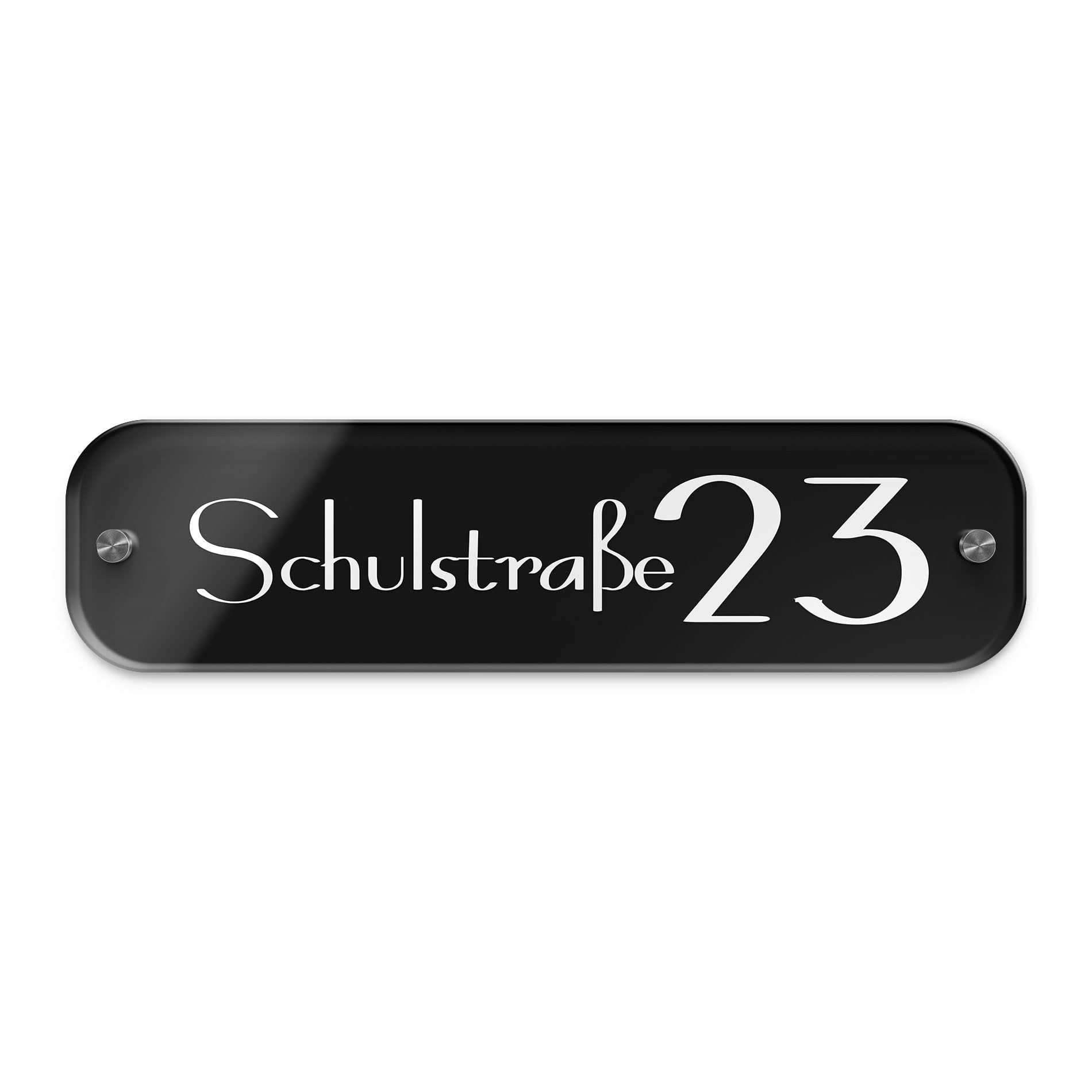 Große Hausnummer Anthrazit 7016 o. Schwarz mit Namen & Straße | Hausnummernschild - Straßenschild mit Wunschtext für draußen | Hausnummer Schild mit Gravur in länglicher Form - Größe: 38x10 cm