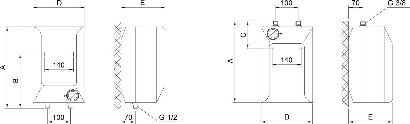Gorenje podgrzewacz wody, zbiornik wewnętrzny, 2 kW, odporny na ciśnienie, 1 sztuka, biały, TEGS 10 U