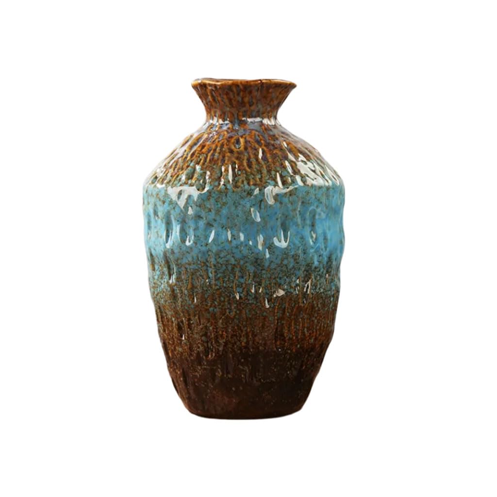 Vasi Accessori per la casa & Decorazioni Vaso in Ceramica con Smalto Testurizzato, Vaso Rustico in Stile Country, Vasi smaltati a Mano 2 Varianti di Colore per Tavolo, scaffale,A,L