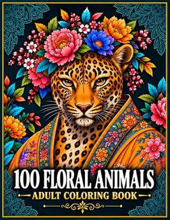 Amazon.com: 100 Floral Animals: A Relaxing Adult Coloring Book ...