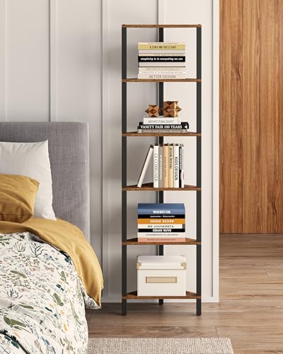TUTOTAK Corner Shelf, 6-Tier Corner Bookshelf for Small Space, Narrow