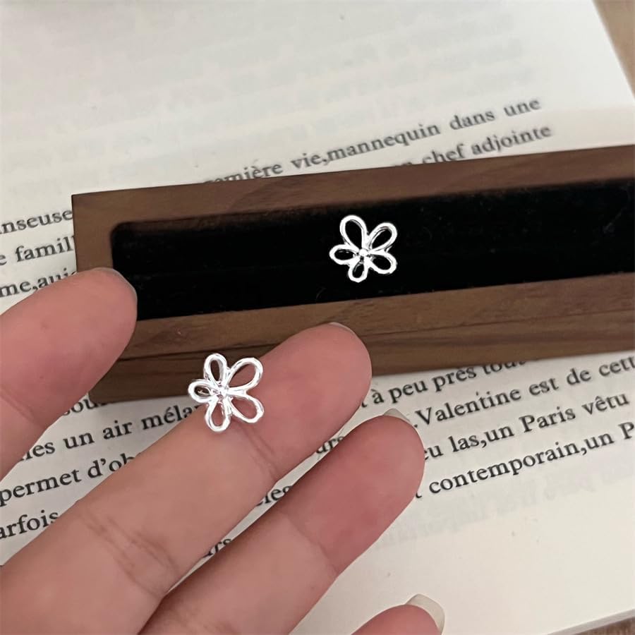 Stud Earrings Hypoallergenic Flower Little Cartilage White Gold Plated Silver Piercing Jewelry Small Earrings for Women Teen Tiny Mini Daisy Polished Brass- 12 - Image 6