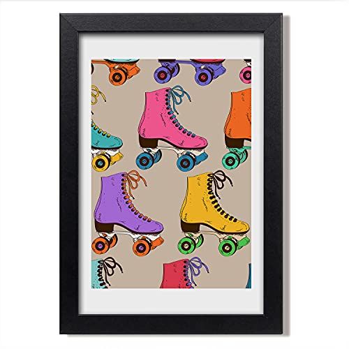 Cadre Bois Photo Affiche Patins à roulettes colorés Tulup Tableau MDF 20x30