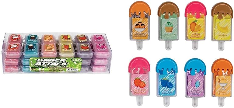 Raymond Geddes 68122 Snack Attack Scented Erasers for Kids Pack of 36 & Raymond Sunday Pops Kneadable Erasers Pack of 48