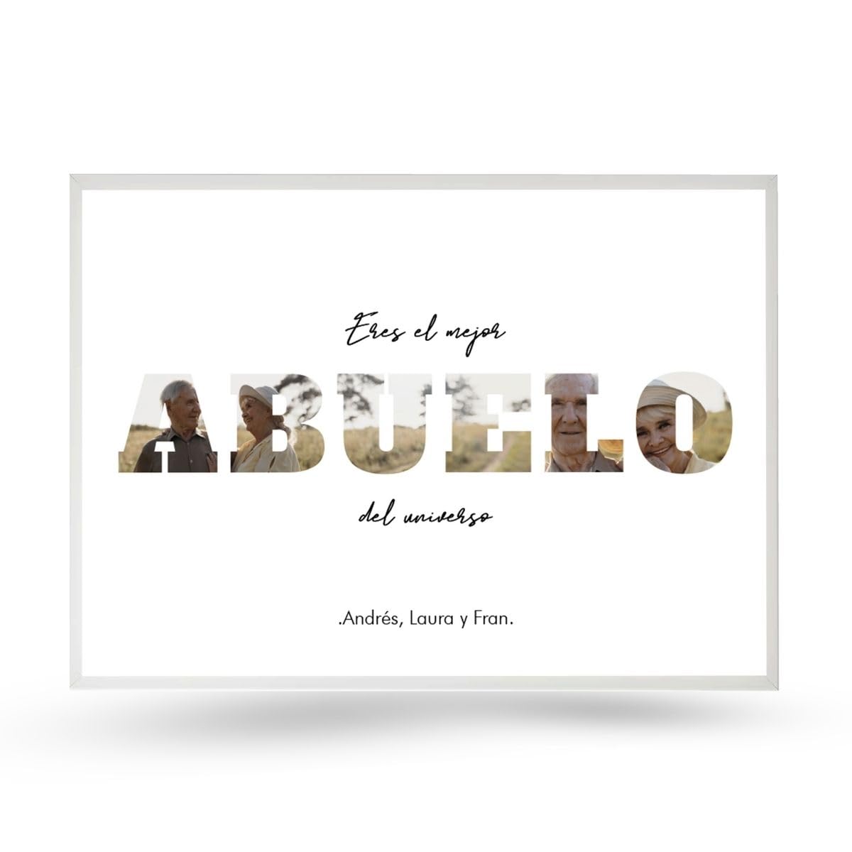 DEREGALOOS Póster Personalizado Alta Definición Día del Abuelo | Regalo Personalizado con Foto | Impresión en Papel Fotográfico | Cuadro Lienzo personalizado (Marco blanco, 30x40, Abuelo 1)