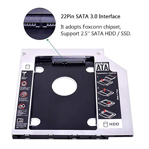 CARECASE® Universal 9.5mm SATA to SATA 2nd SSD HDD Hard Drive Caddy Adapter Tray Enclosures Compatible with DELL, HP, Lenovo ThinkPad, ACER... - Image 4