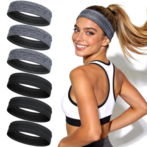 Awumbuk Sport Stirnband Damen 5 cm Haarband mit Antirutsch-Band Atmungsaktiv Schweißband für Laufen Training Workout Yoga