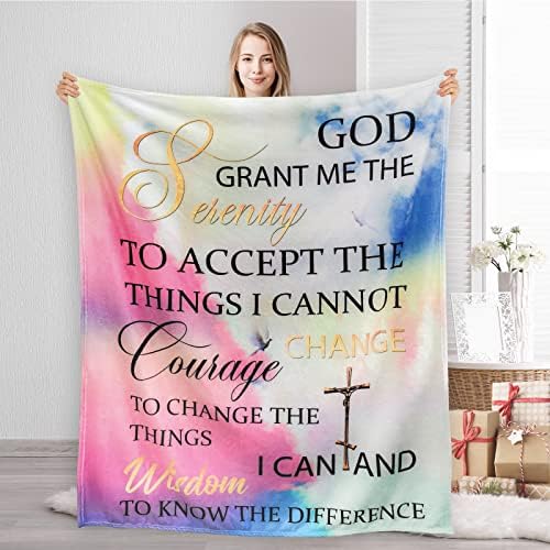 Christian Gifts for Women Men, Religious Healing Prayers Blanket 60" ×50", Soft Inspirational Scripture Throw Blankets for Couch Bed