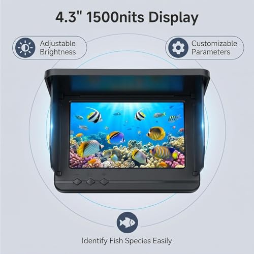 Image of Underwater Fishing Camera with Infrared Night Vision, IP67 Waterproof Portable Fish Finder for Ice Fishing, Kayak, Boat, River & Lake