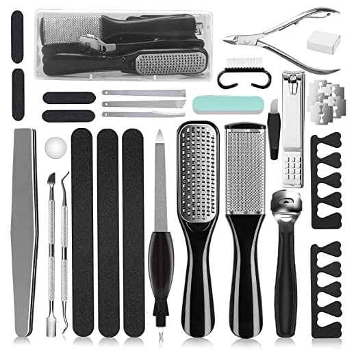 Professional Pedicure Tools Set, 26 in 1 Stainless Steel Foot Care Kit Foot Rasp Dead Skin Remover Pedicure Kit,Foot File Kit Foot Callus Remover, for Men Women Travel