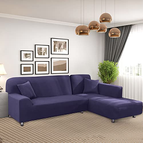 Bt.wa Couch Cover L Shape Sectional Sofa Cover 2-Piece Soft Stretch Reversible Sofa Slipcover 3 Seater + 3 Seater Furniture Protector Couch Slipcover With 2Pcs Pillowcases (Purple) #TOP5