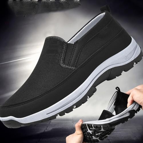 Auguscare Shoes - Auguscare Shoes Men Seniors, Breeze Shoes for Men, Men's Arch Support Slip-on Canvas Loafers (Brown,8)3