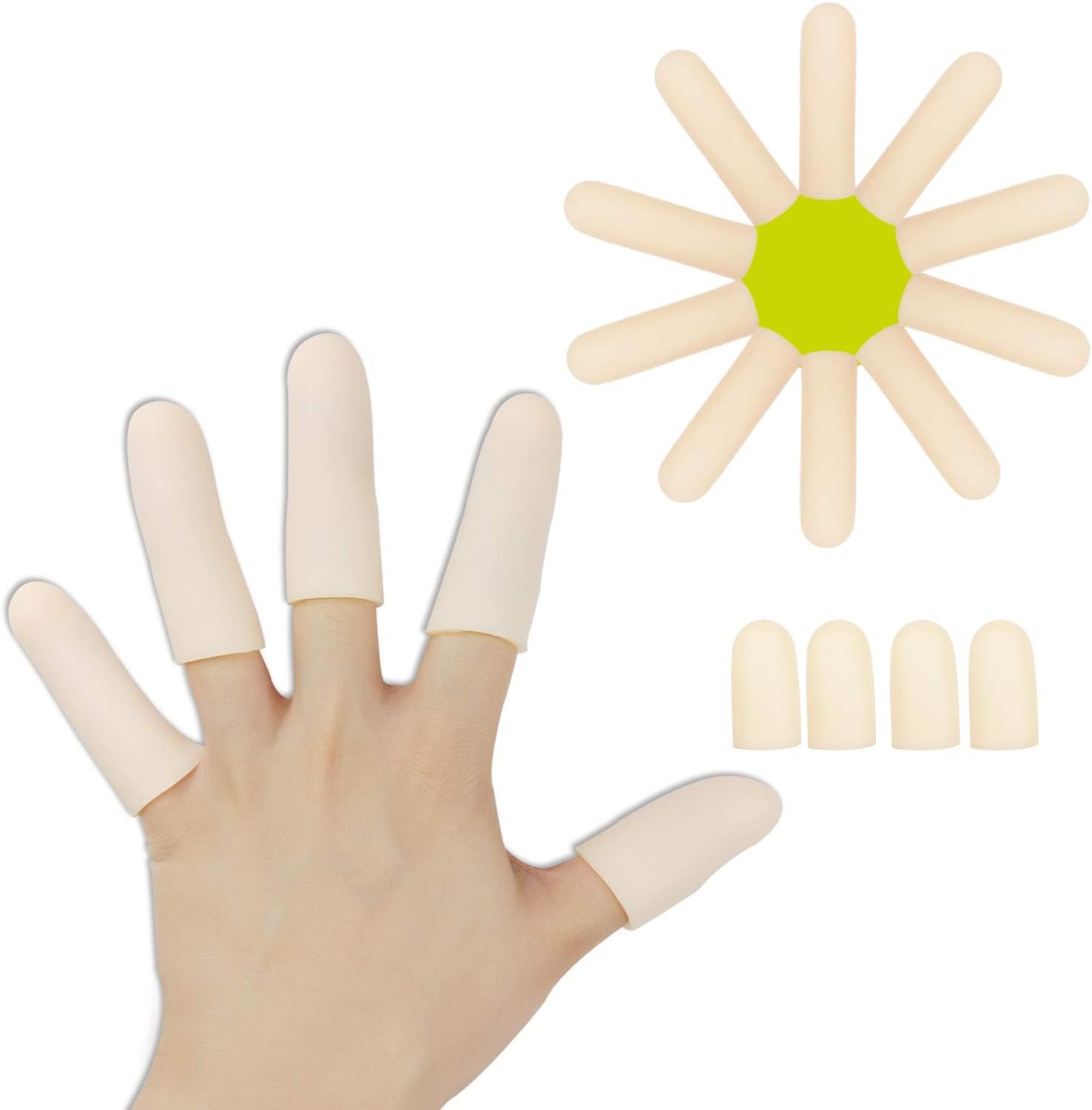 Pnrskter Gel Finger Cots, Finger Protector Support(14 PCS) NEW MATERIAL Finger Sleeves Great for Trigger Finger, Hand Eczema, Finger Cracking, Finger Arthritis and More. (10pcs Long + 4pcs Short)