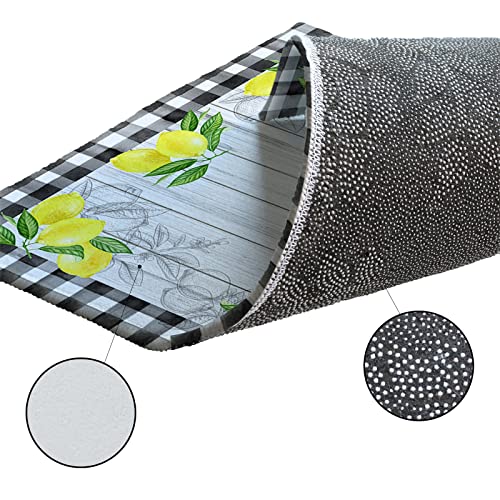 Ambehome Large Area Rug 5' X 7' Bedroom Rugs, Lemon Runner Rug Non Slip Kitchen Rug Washable Floor Carpet Mat For Living Room Bathroom Outdoor Summer Farmhouse Wooden Grain Checkered #TOP6
