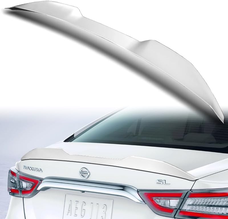 W-Power, ABS V-Style Rear Trunk Spoiler Wing, Compatible with 2016-2023 Nissan Maxima, Rear Spoiler, Exterior Replacement Part (Pearl Black)