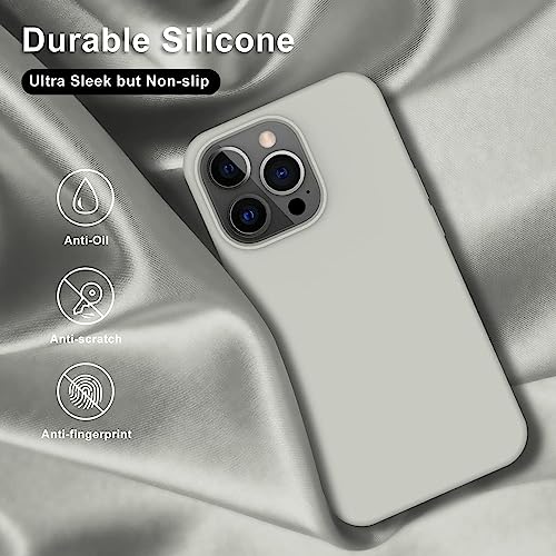 Image of DIZORO Silicone Back Case for iPhone 14 Pro, Soft-Touch Phone Microfiber Silicone Back Cover for iPhone 14 Pro - Stone