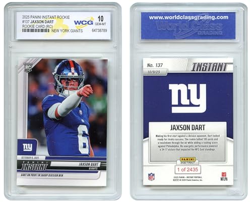 2025 NFL Panini Jaxson Dart NY Giants QB Official Rookie Card RC #137 - Graded GEM Mint 10
