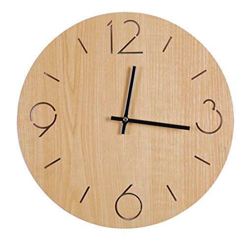 LoKauf Horloge Murale Vintage, 12 Pouces/30CM Horloge Murale en Bois Pendule Rétro Silencieux sans Bruit Wall Clock Home Decor Cover