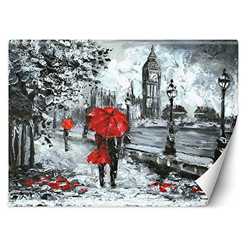 Feeby Papier Peint Intisse Londres Angleterre Rivière Thames 100x70 cm rouge Déco Murale Trompe L' Oeil Tapisserie Moderne Salon Chambrea' Coucherr Salle De...