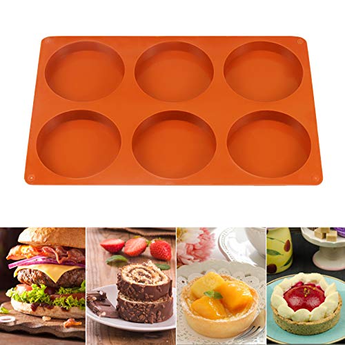 Palksky Silicone Molds For Baking (2 Pack) 6-Cavity Large Round Disc Mold/English Muffins Pan/Resin Coaster Mold Non-Stick For Hamburger Chocolate Cake Pie Custard Tart Whoopie Pie Egg Pan #TOP4