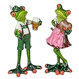 formano 2er Set Dekofiguren Oktoberfest Frösche, Bayern Frosch Trachten H. 17cm