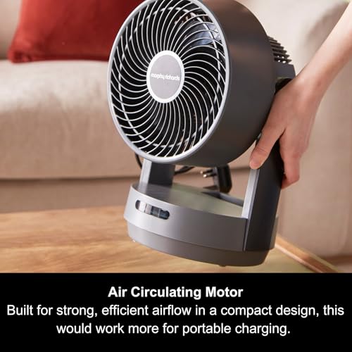 Morphy Richards Airflex Circulating Desktop Fan, Remote Control, Touch Panel, Air Circulation Motor, 3 Blade Design, Timer Function, 60 Degree Oscillation, Compact & Portable, Grey, 820002
