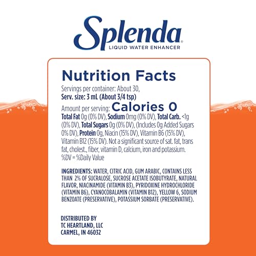Image of SPLENDA Liquid Water Enhancer Drops, Sugar Free, Zero Calorie, Natural Flavor, Concentrated Drink Mix, 3.11 Fl Oz Each Bottle (Mandarin Orange, 2 Pack)