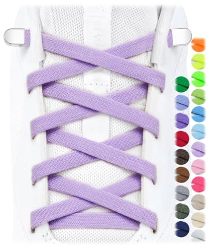 Image of Stepace 2 Pairs Elastic No Tie Shoe Laces for Kids and Adults Sneakers, Stretch Flat Tieless Shoestrings
