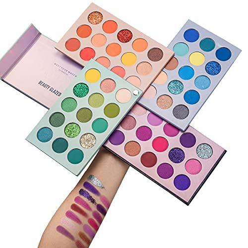 60 Color Eyeshadow Palette - 4 in 1 Color Board Shimmer Matte Glitter Metallic Eye Shadow Makeup Palette Highly Pigmented Long Lasting Waterproof Make Up Pallet