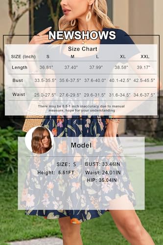 Image of Newshows Women's 2026 Summer Casual Square Neck Ruffle A Line Beach Vacation Sundress Work Business Dress with Pockets