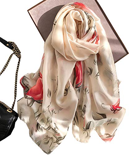 Floral Printed Pure Silk Stole for Women's Girls Soft and Stylish Designer Scarves for all Seasons| Perfect for Casual wear Outings 72 * 36