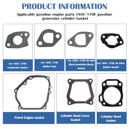 Image of Predator Hemi 212 Carburetor Exhaust Intake Gasket Kit, Small Engine Carb Head Gaskets Material Compatible with 196cc 212cc GX160 GX200 Power Equipment (212cc /GX160 Full Gasket Set)