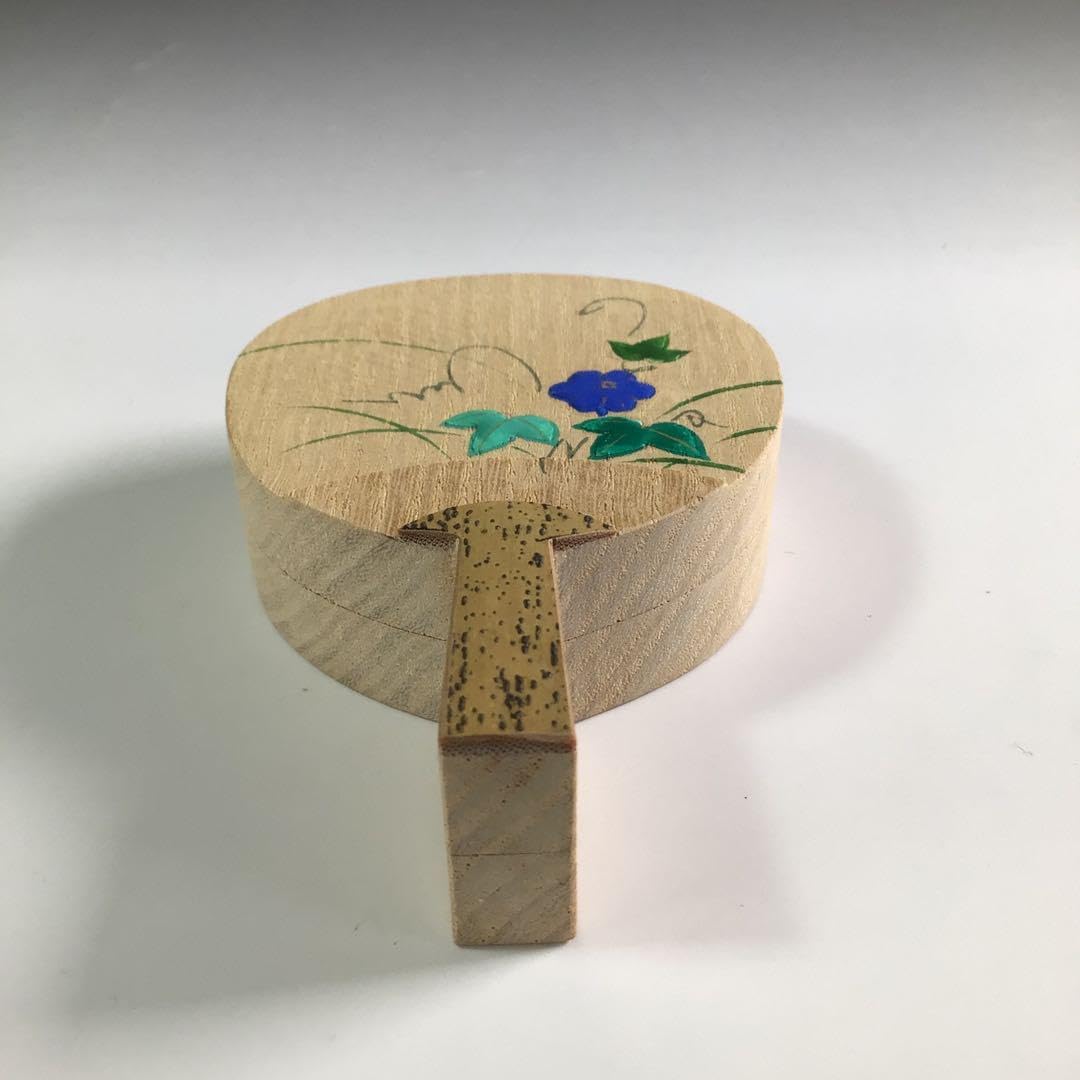 P956 香合 『道場宗廣作』『桐木地』『朝顔蒔絵』『団扇香合』 共