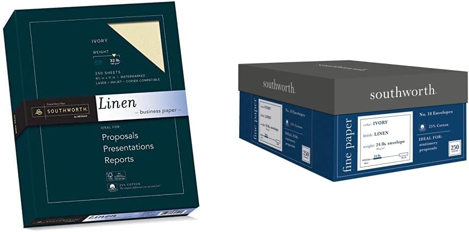 25% Cotton Linen Business Paper and Envelopes Bundle