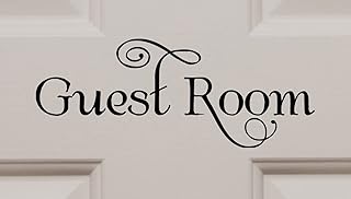 Guest Room Vinyl Sticker - Home Bedroom House Decor - 9w x 3.5h inches - Die Cut Sticker - Black