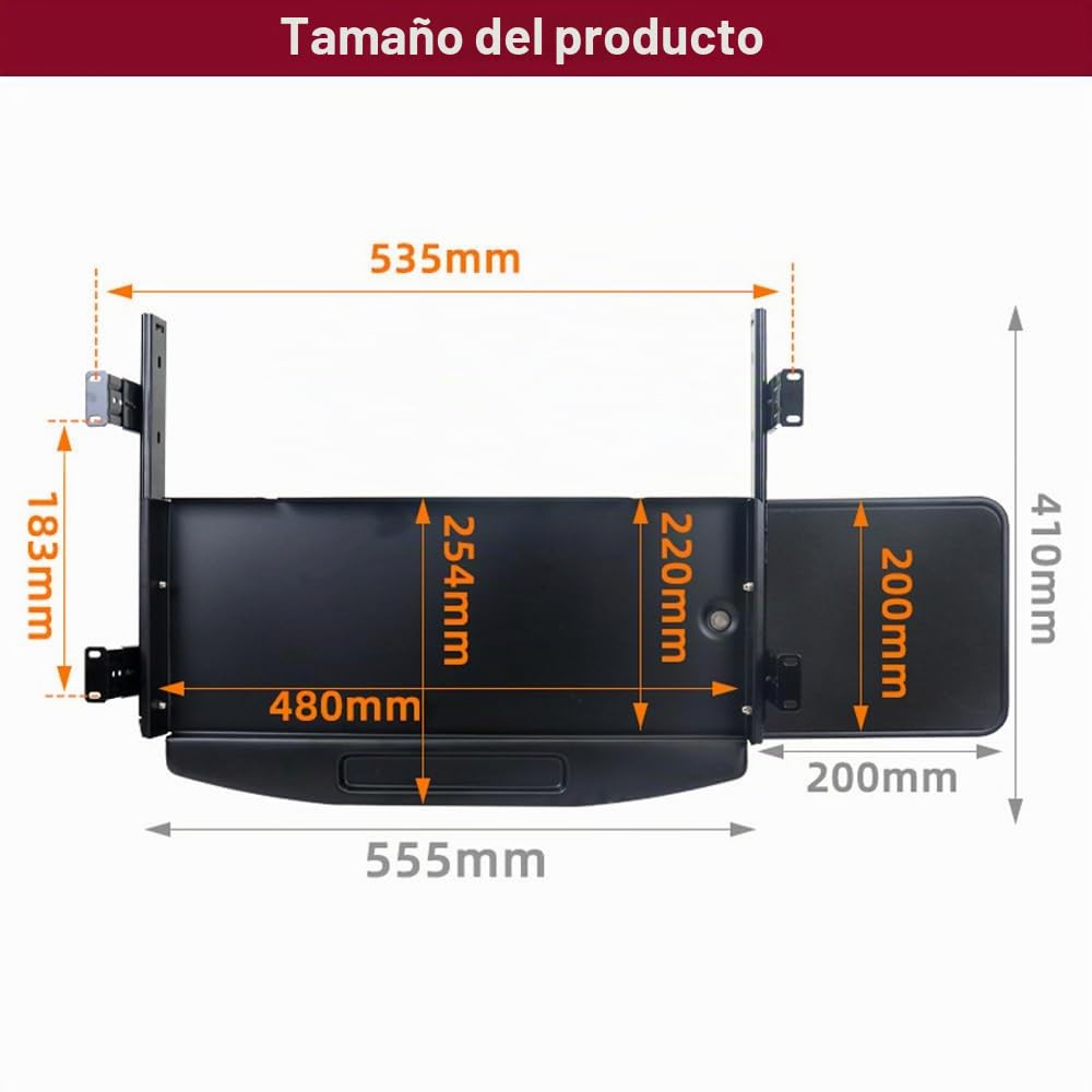 Bandeja Para Teclado Debajo Del Escritorio Con Alfombrilla Para Ratón, Ahorra Espacio, Fácil De Instalar, Resistente Y Robust, Bandeja De Teclado Deslizable Para El Hogar O La Oficina, Etc