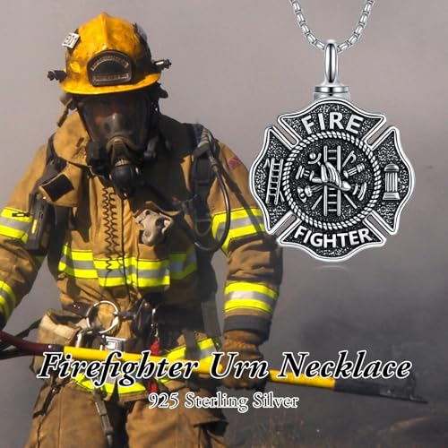 Father’s Day Gifts for Dad Firefighter Necklace 925 Sterling Silver Fire Dept Pendant Fire Department Jewelry for Women Men Christmas Birthday Gift3