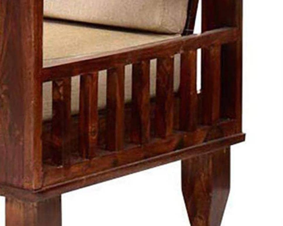 Image of Solid Sheesham Wood 5 Seater Sofa Set for Living Room | Wooden 3+1+1 Five Seater Sofa Set with Storage | Modern Wooden Sofa for Home, Office & Hall | Rosewood | Honey Finish