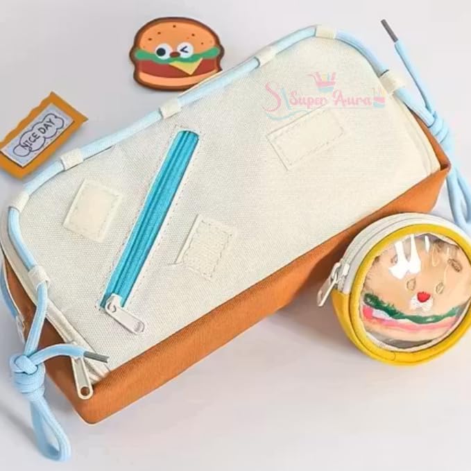 Image of Invite Cute Food Pencil Case for Kids, 4 Layer Large Capacity Pencil Pouch with 3 Compartments, Cartoon Aesthetic Stationery Organizer for School, Gift for Boys & Girls (Apple RED)