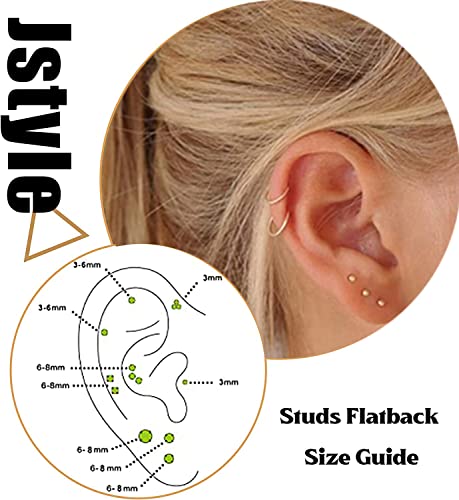 Jstyle 9Pairs Stainless Steel Tiny Stud Earrings For Women Endless Hoop Earrings Cz Ball Earrings Set Gold Tone #TOP6