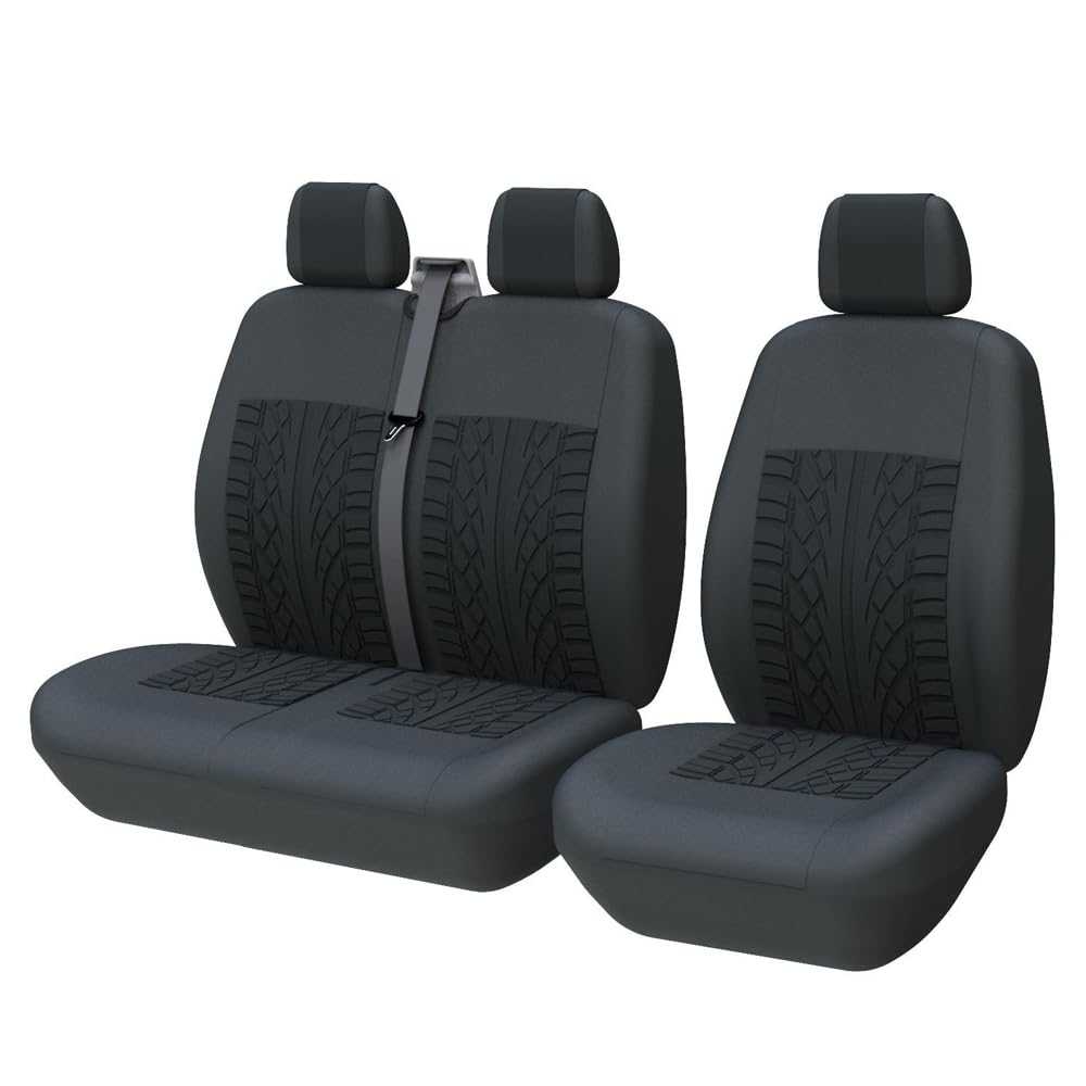 Housse Siege Voiture Van pour Renault Master 4 (IV) XDD I AB Bj.2024-, 1+2 Simples et Doubles avec Bases Jointes Housses de Sièges en Tissu,C