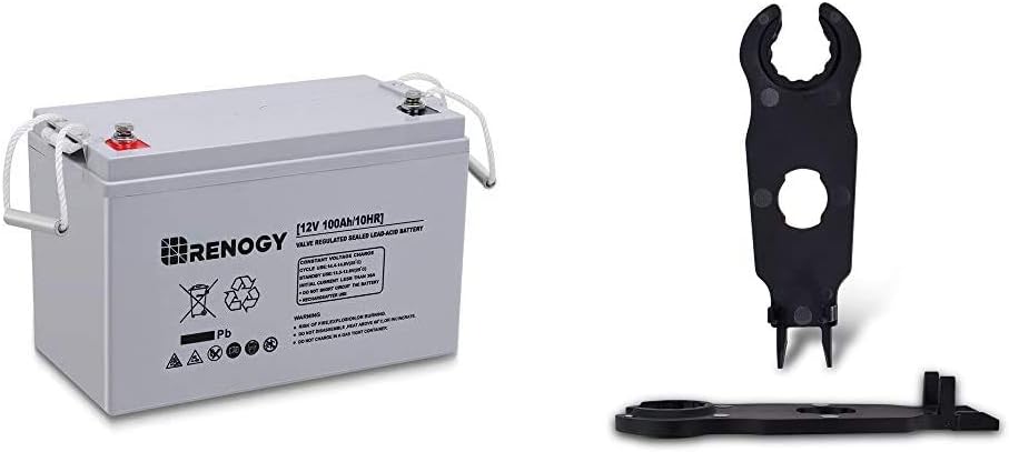 Renogy Deep Cycle AGM Battery 12 Volt 100Ah for RV, Solar Marine and Off-grid Applications & Solar Panel Connector Assembly Tool