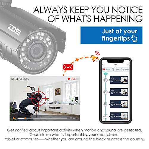 Image of ZOSI 16CH 1080P Surveillance Cameras System Outdoor H.265+ 16Channel 1080P Security DVR Recorder and 8pcs 1080P Weatherproof Bullet Cameras,80ft Night Vision, Motion Alert,Remote Access(No HDD)
