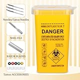 ATOMUS 2pcs 1L Yellow Tattoo Plastic Sharp Container Box Sharps Containers Needle Destruction Waste Bin Needle Disposal Bin with Lid for Tattoo Eyebrow Blade - Image 4