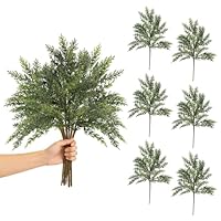 Lyxaof 6 Stück 45cm Künstliche Tannenzweige, Lang Weihnachten Norfolk-Kieferzweig wie Echt Kunststoff Kiefernblätter Gefälschte Kiefernnadel DIY Zubehör für Kranz Girlande Weihnachtsbaum Haus Garten