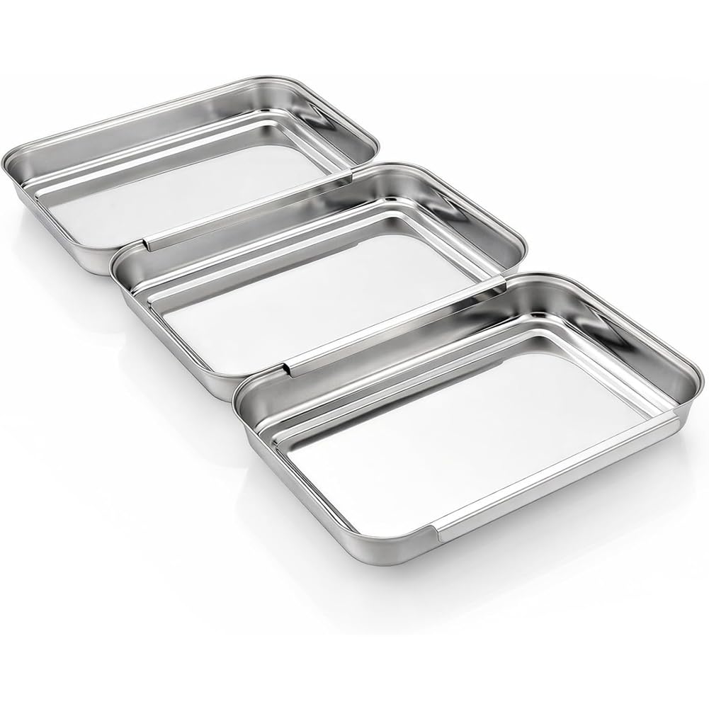 Set di 3 vassoi per impanare con design a nido per cucina compatta