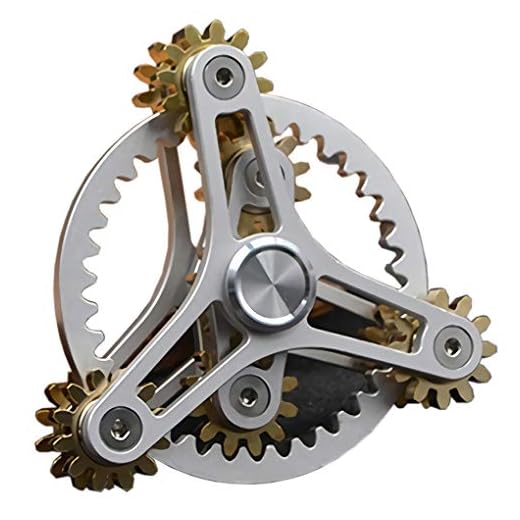 Pure Brass Fidget Spinner Gears Linkage Fidget Gyro Toy Metal DIY Hand Spinner Spins Long Time EDC Focus Meditation Break Bad Habits ADHD with Multiple Premium Bearings (12 Bearings White)